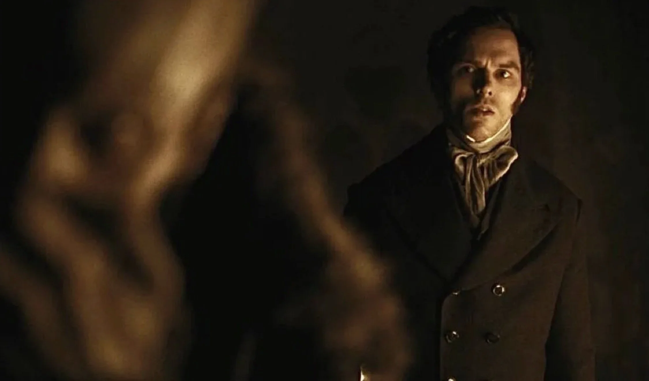 Photo from NOSFERATU by Robert Eggers with Nicholas Hoult and teasing Count Orlok